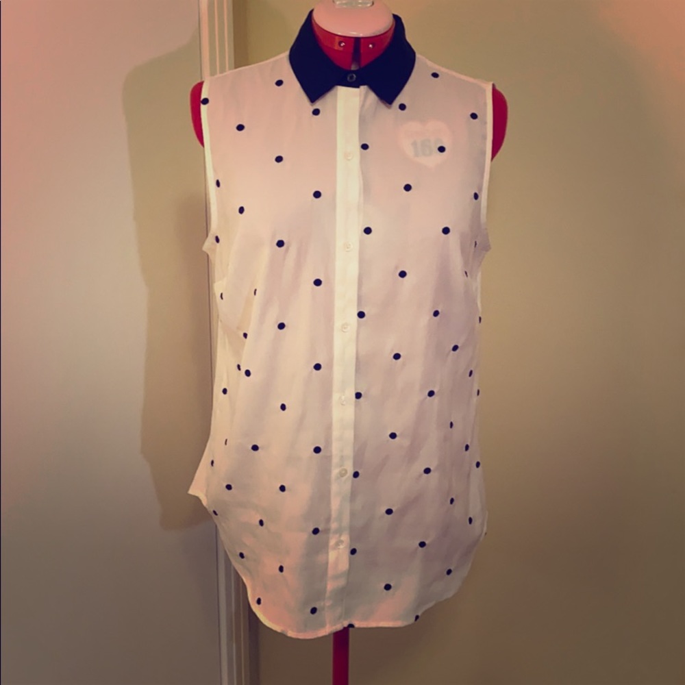 Sheer White and black Ann Taylor top